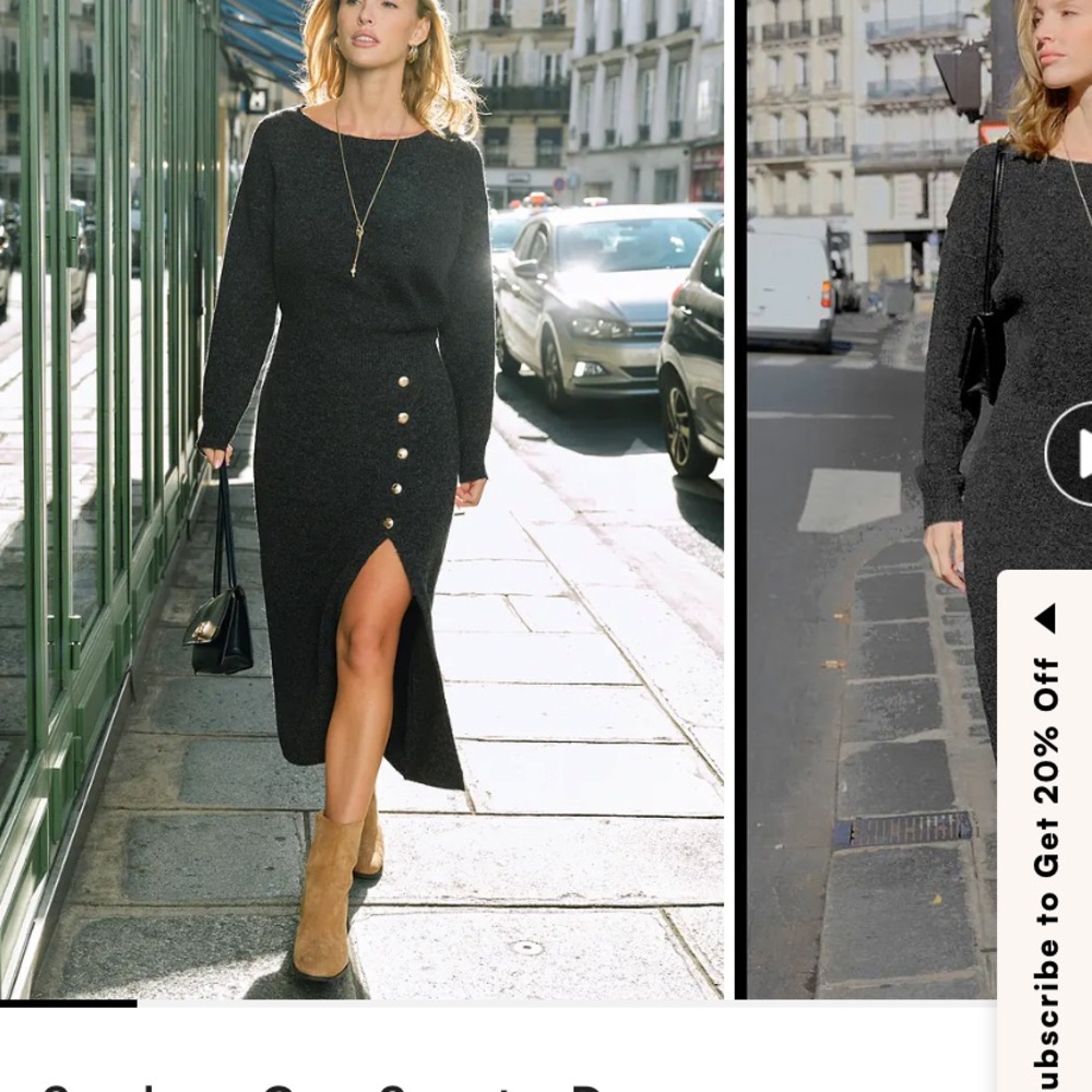 Cupshe Black Long Sleeve Button Dress